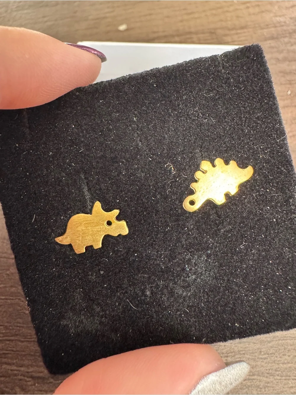 Kids Gold Dinosaur Stud Earrings